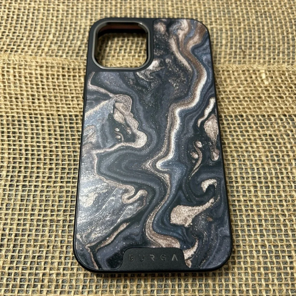 BURGA Elite iPhone 12 Case Apple Abstract Marble Caramel Sand Swirl Cloud Gaurd